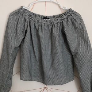 Striped off the shoulder top